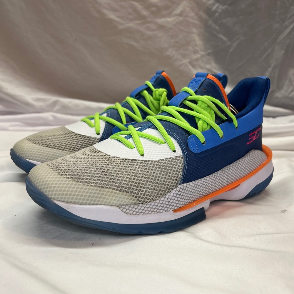 Under Armour Curry 7 Super‎ Soaker Lime Blue Mens 10.5 3021258-404 Basketball - Picture 2 of 15